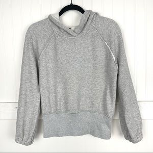 FREE PEOPLE Light Gray Hooded Pullover Sweatshirt